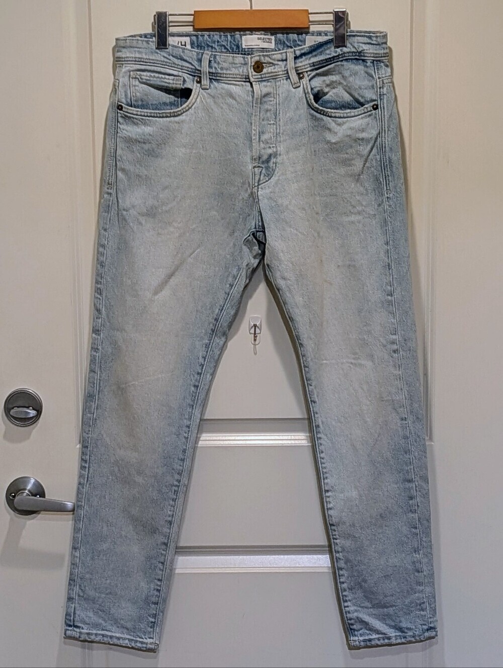 GUC Selected Homme 32x32 Slim Tapered Toby Organic Cotton Light Wash Jeans